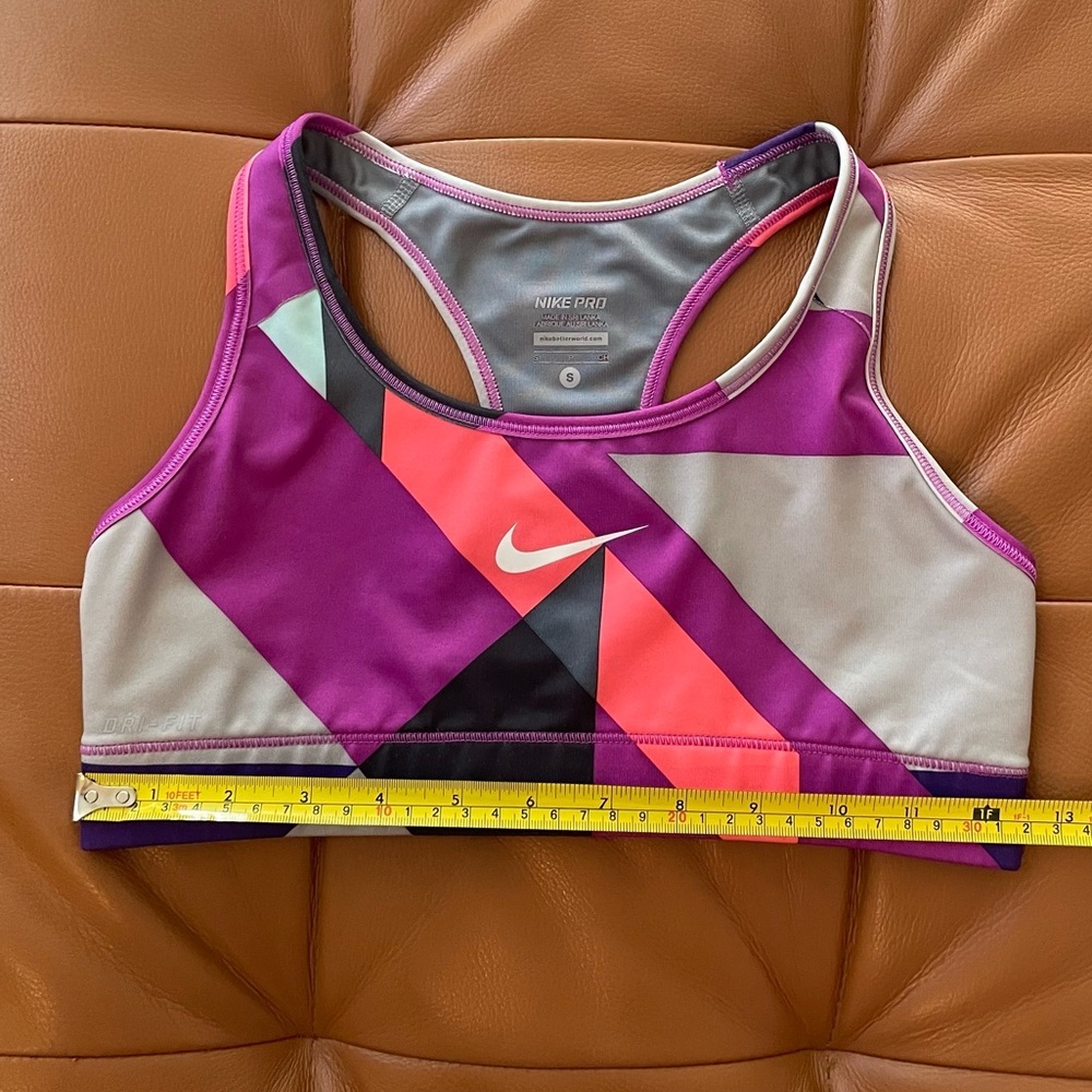 Nike Pro Multicolor Sports Bra. Small. Measurements in pictures. Not padded. - Picture 5 of 9